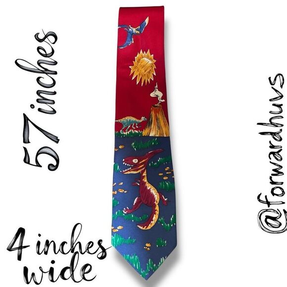 Save the Children Necktie – “Dinosaur Land” by Caroline, Age 8 – 100% Silk - Picture 5 of 8